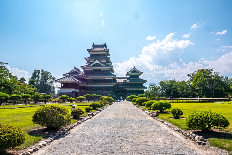 view of Matsumoto Castle and path leading up to it