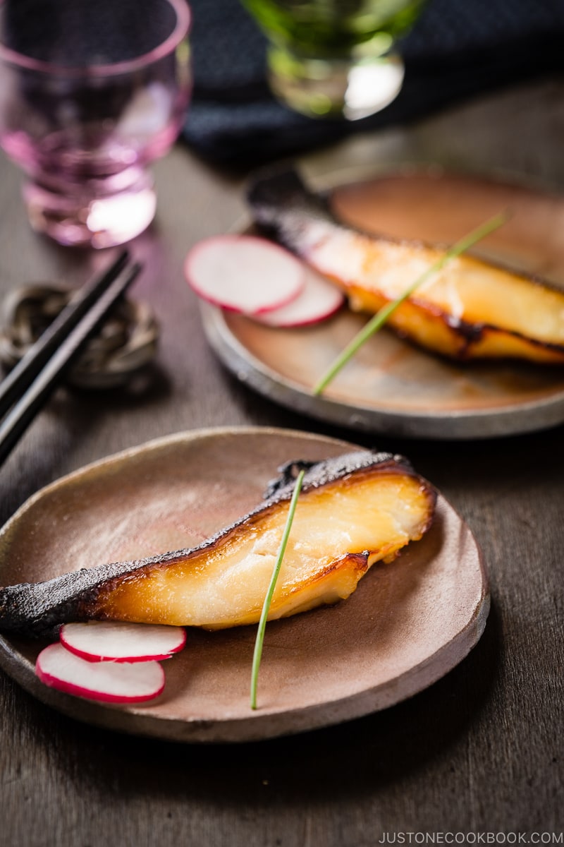 A plate containing Miso Cod.