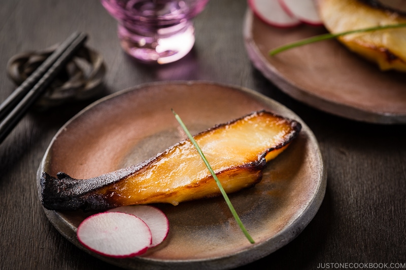 A plate containing Miso Cod.