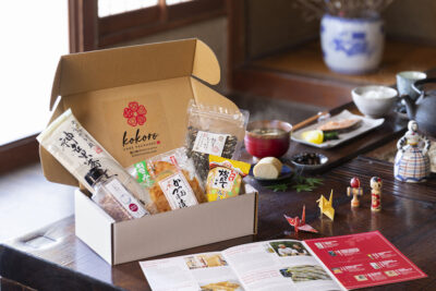 April Sakura & Ume box featuring a variety of sakura flavored food items