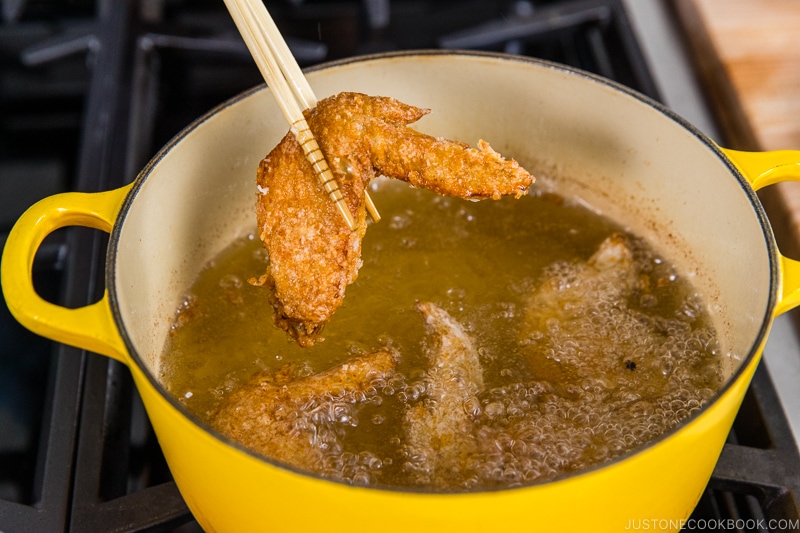 Fried Chicken Wings - long cooking chopsticks