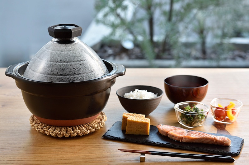 Hario rice cooker and Japanese set meal