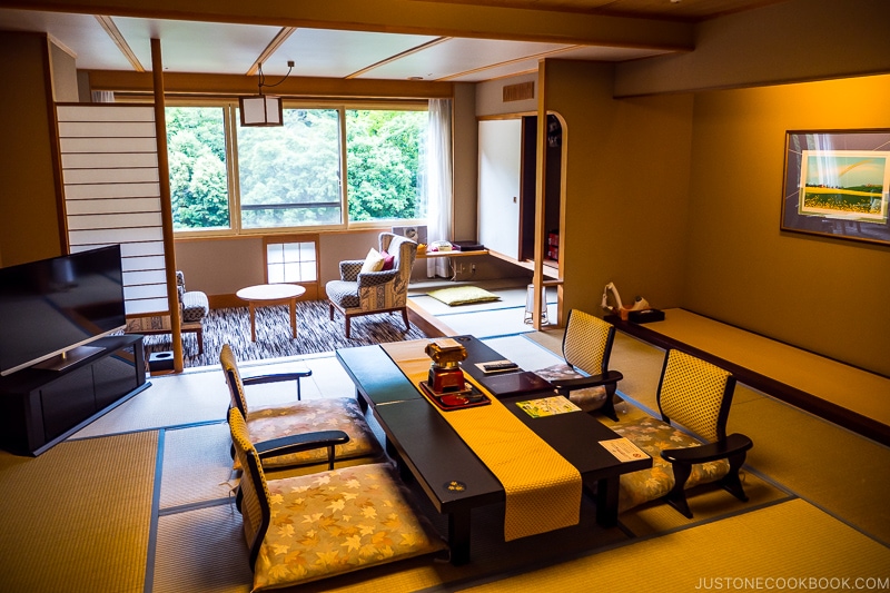 guest room at Hana Momiji Sapporo with tatami sitting area and window in the far wall