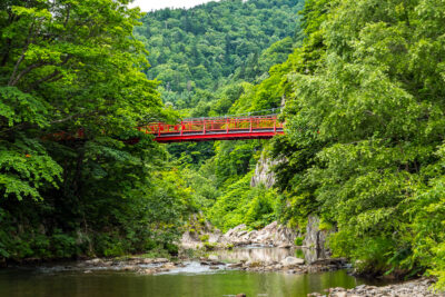 Futami suspension bridge at Jozankeifutami Park