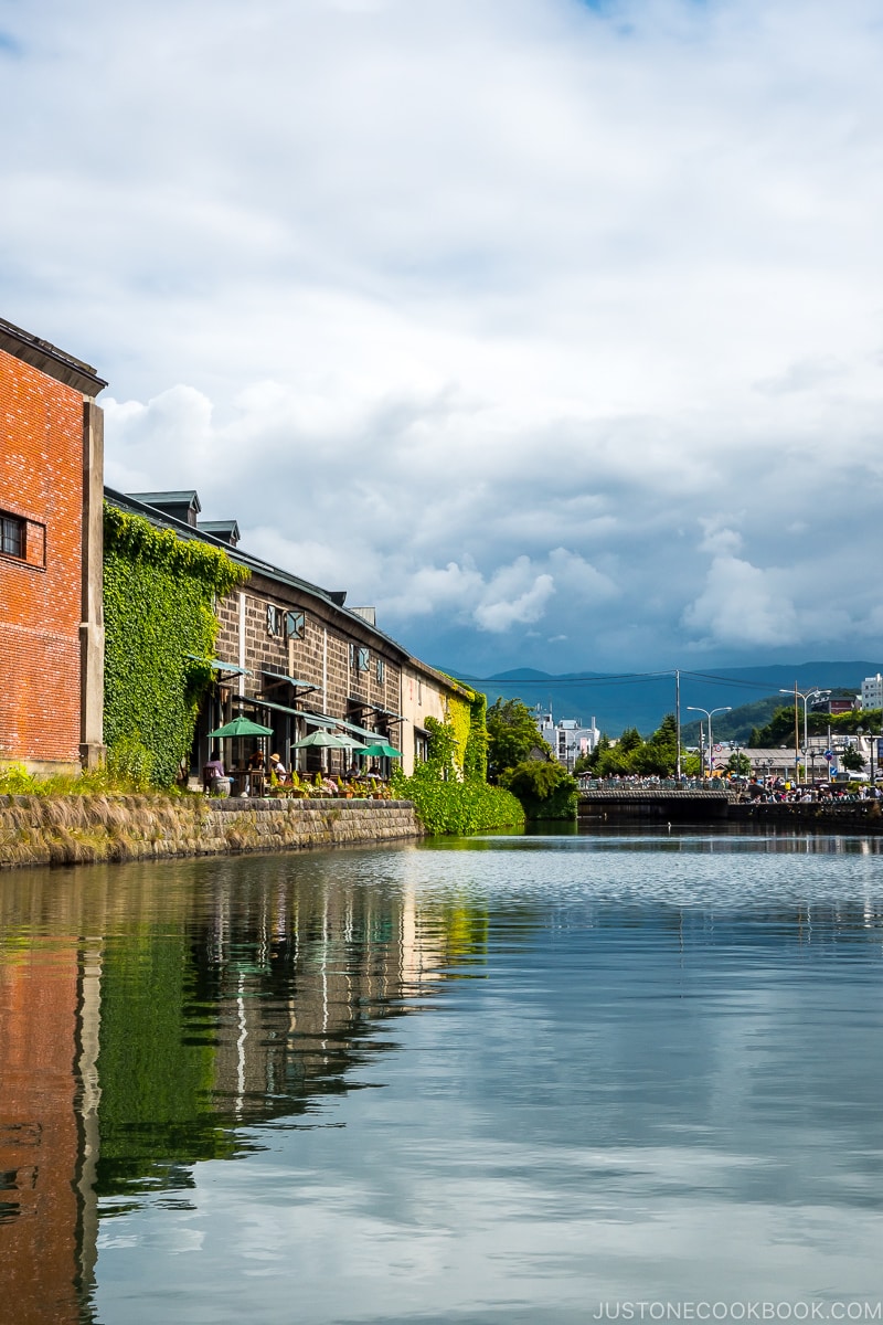 view of Otaru Canal from the cruise with warehouses on the left