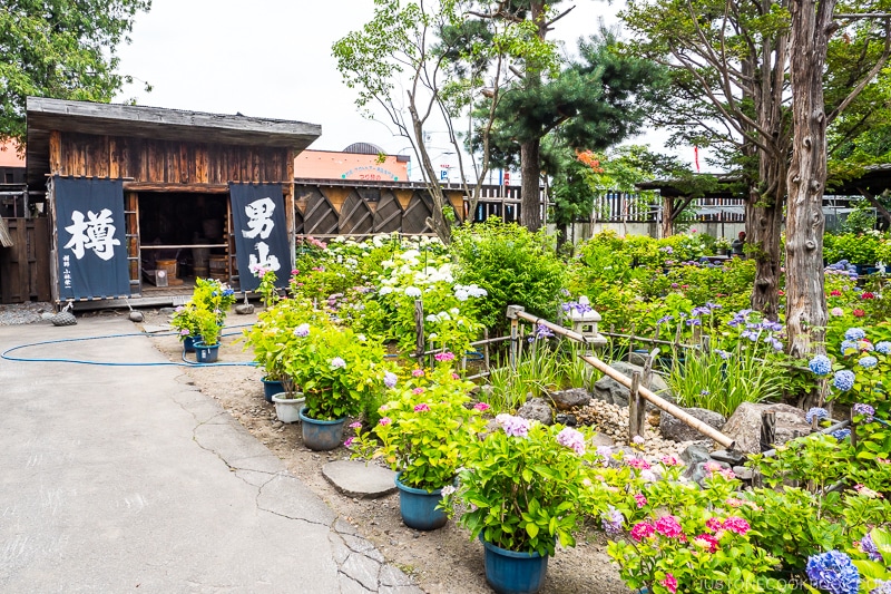 the garden at Otokoyama Sake Brewery Museum in Asahikawa