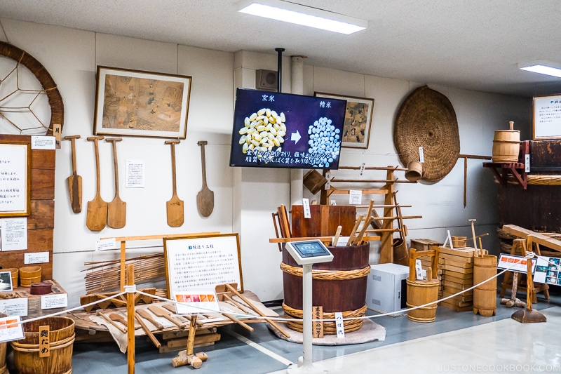 historical sake making tools on display