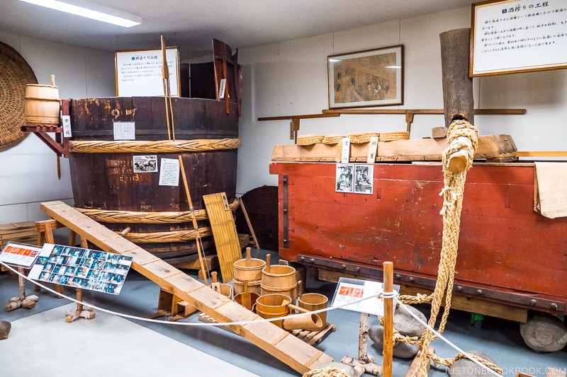 historical sake making tools on display