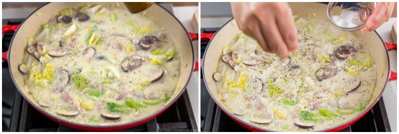 Creamy Napa Cabbage and Bacon Pasta 13