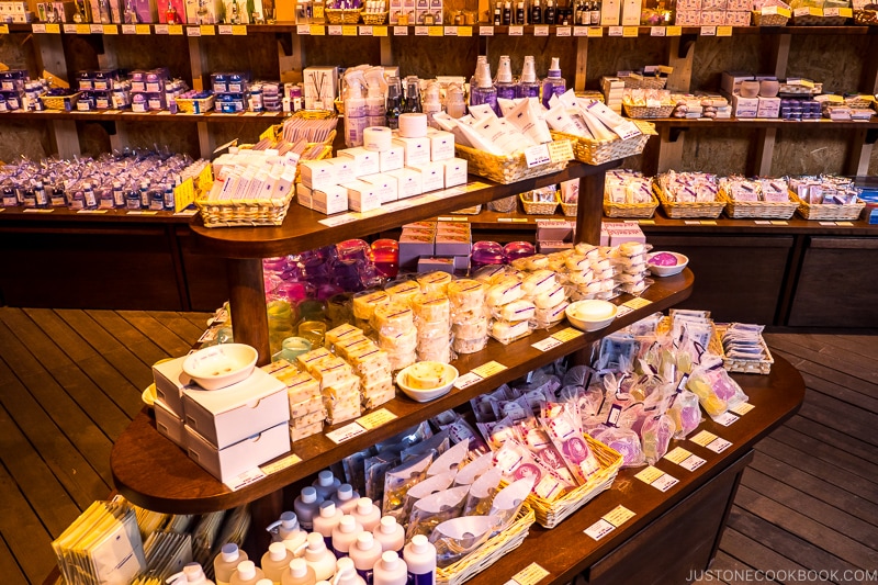 gift shop at Farm Tomita with lavender products