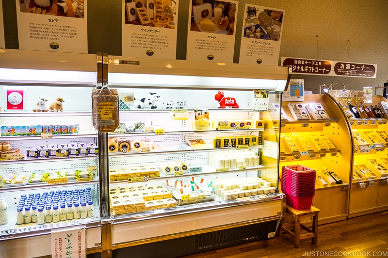 cheese for sale on shelves