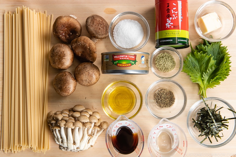 Japanese-Style Tuna Mushroom Pasta Ingredients