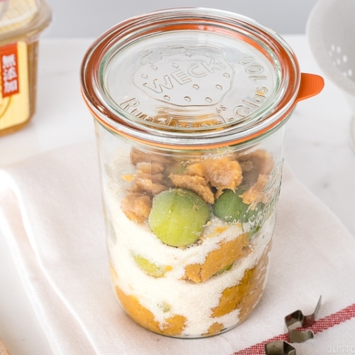 A weck jar containing ume miso.