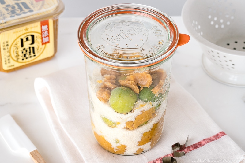 A weck jar containing ume miso.