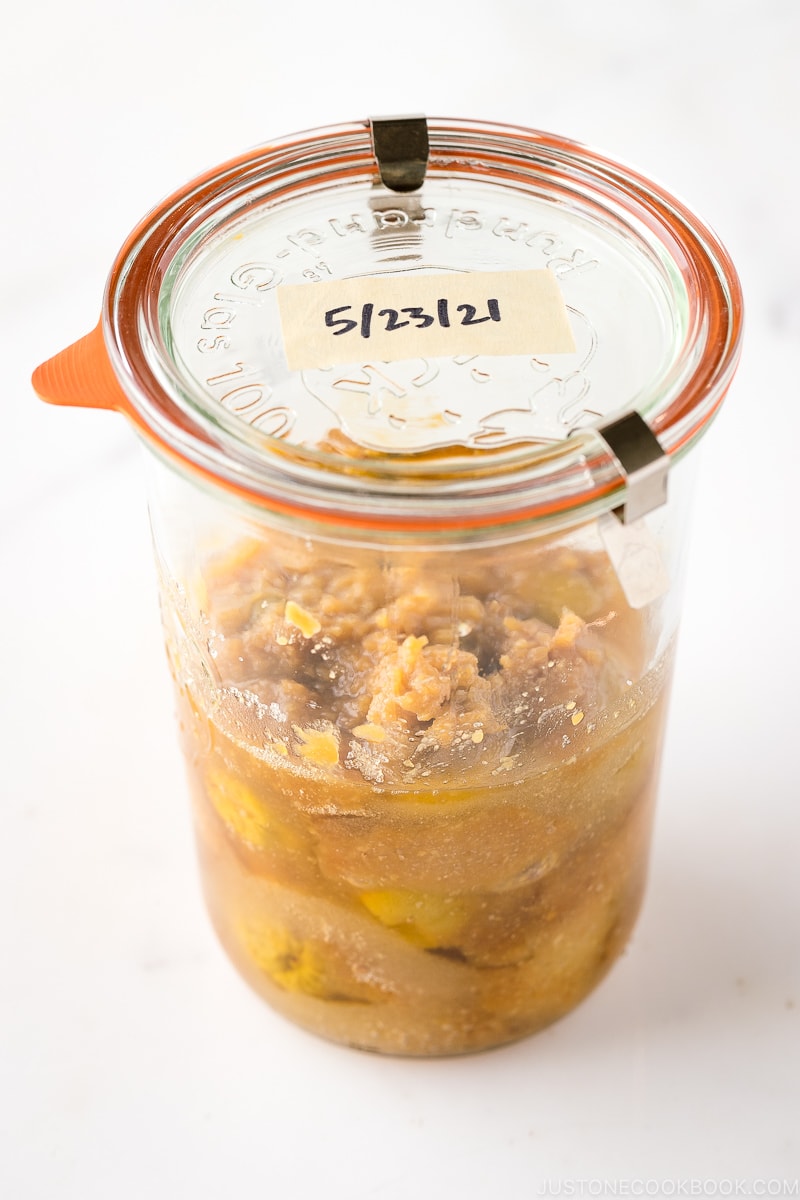 A weck jar containing ume miso.