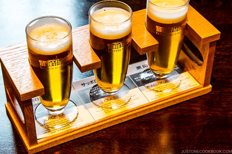 three types of Sapporo Beer