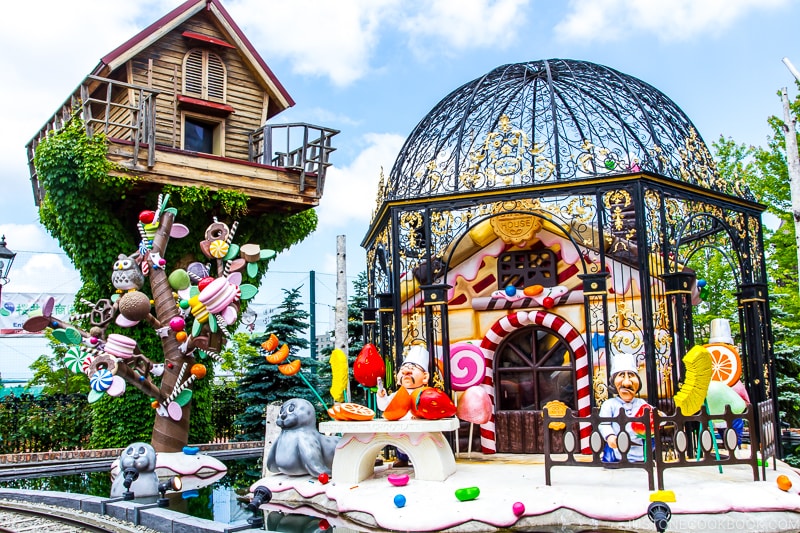 playful character sculptures at Ishiya Shiroikoibito Park