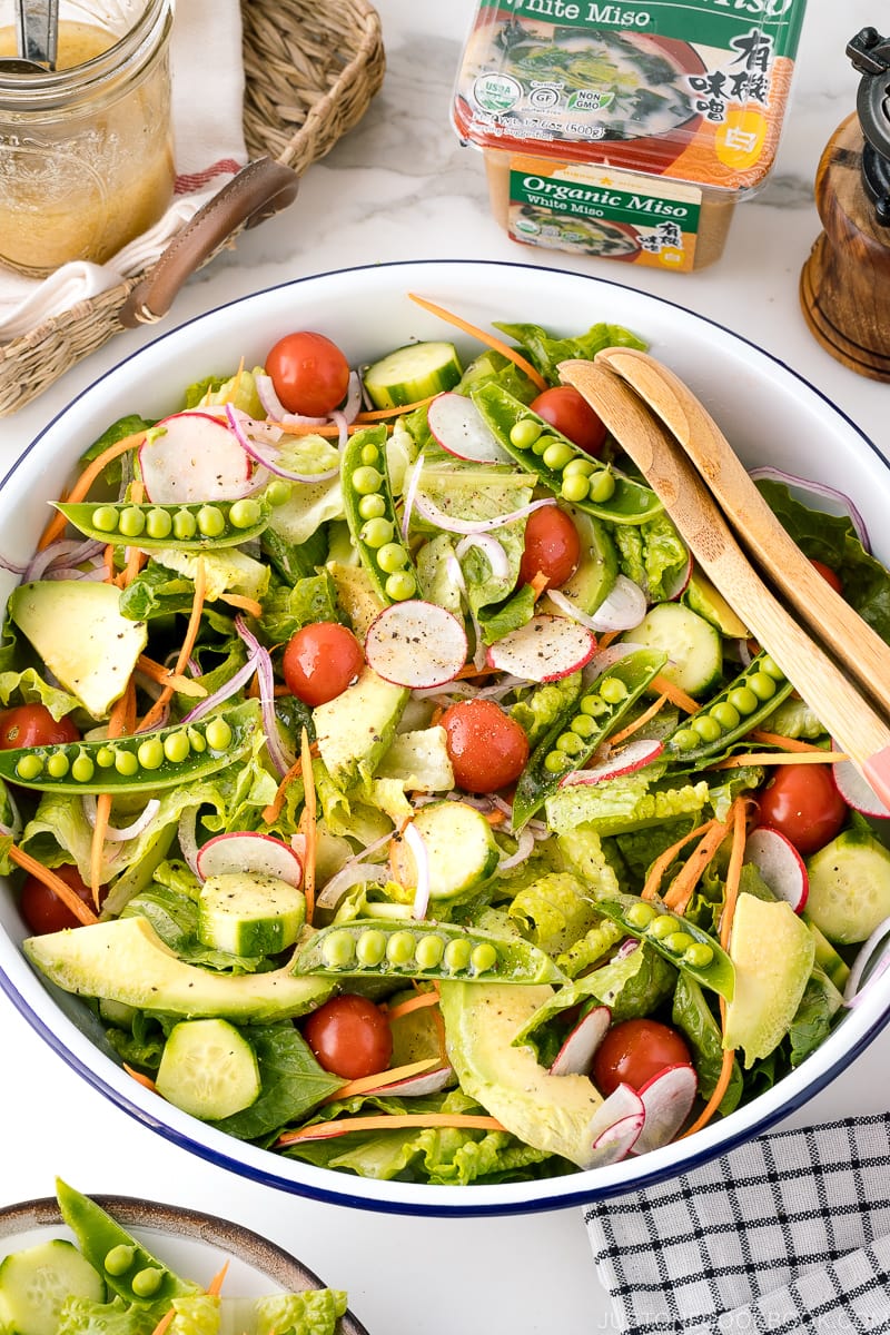 A refreshing salad drizzled with Yuzu Miso Dressing.