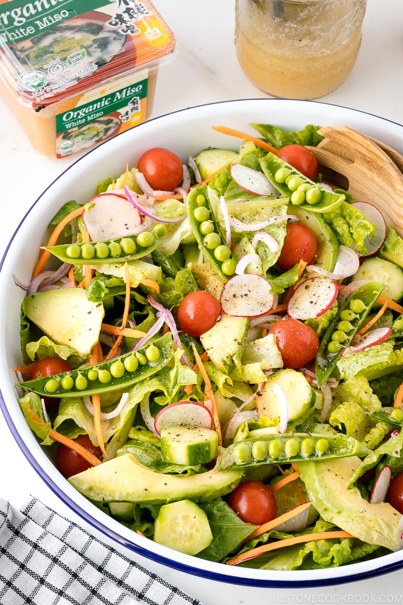 A refreshing salad drizzled with Yuzu Miso Dressing.