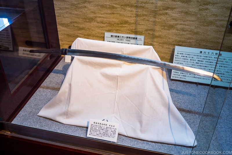 samurai knife in a display case