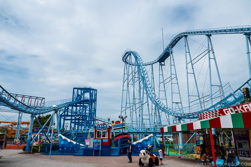 roller coaster track at an amusement park