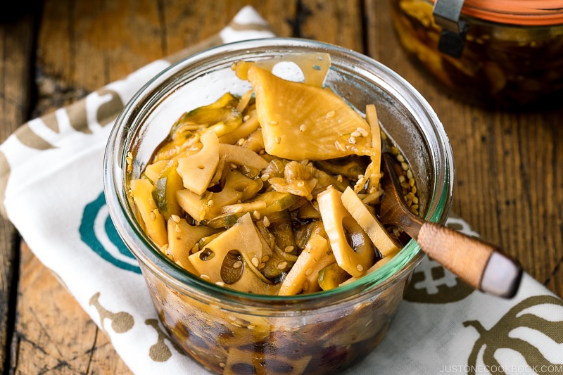 A Weck jar containing homemade fukujinzuke (Japanese pickles for curry).