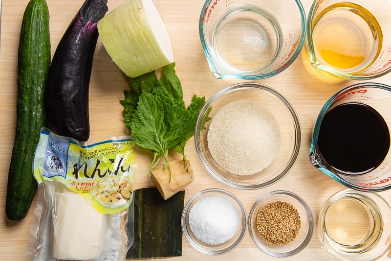 Homemade Fukujinzuke Ingredients