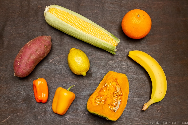 Yellow and orange foods.