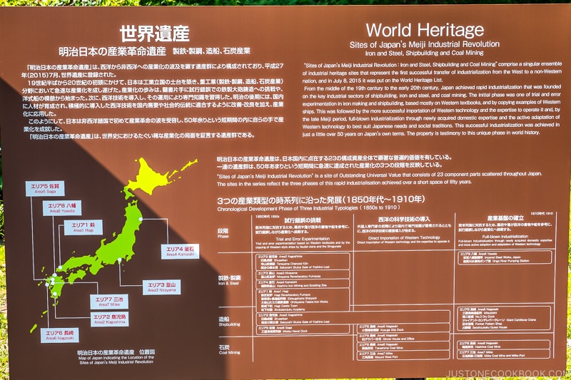 World Heritage sign for Sites of Japan's Meiji Industrial Revolution