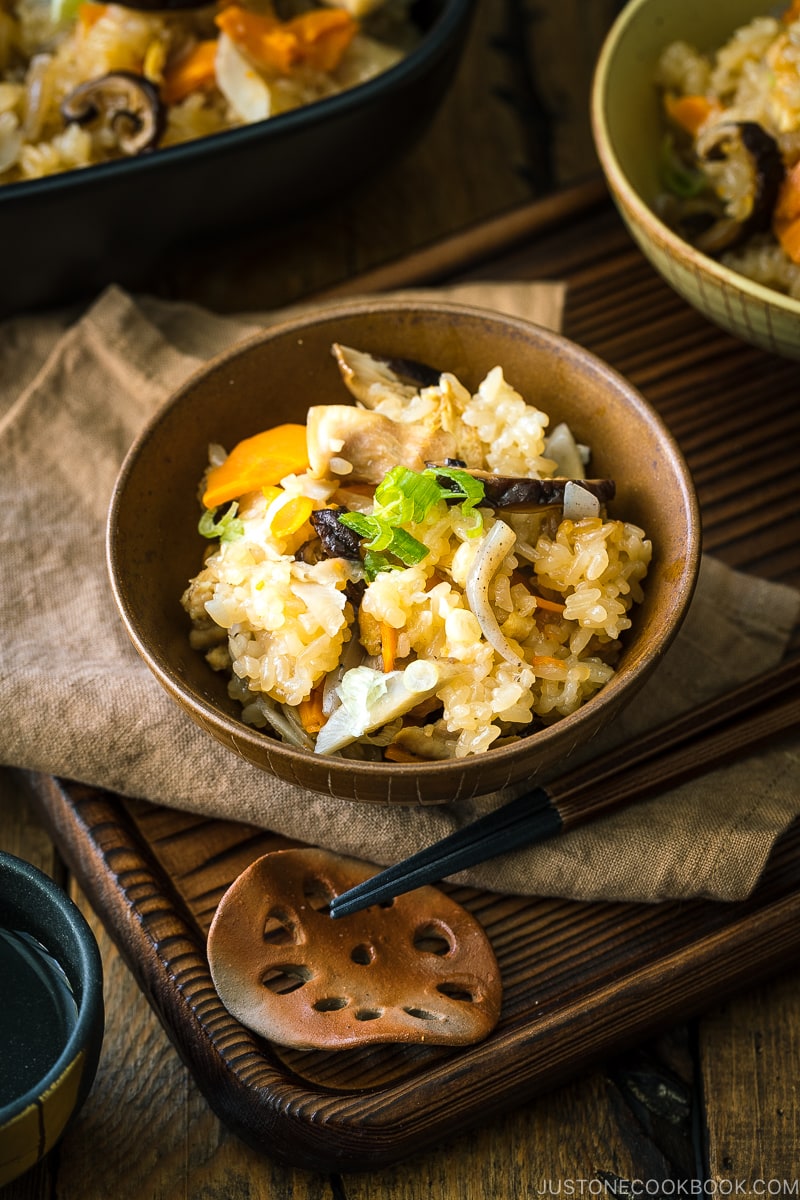 A rice bowl containing Okowa (Japanese Mixed Glutinous Rice).