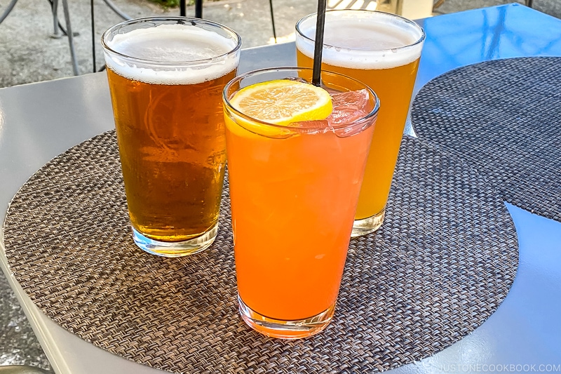 beers on a metal table