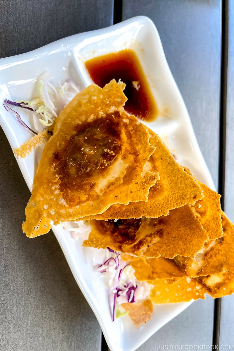 fried gyoza on a plate