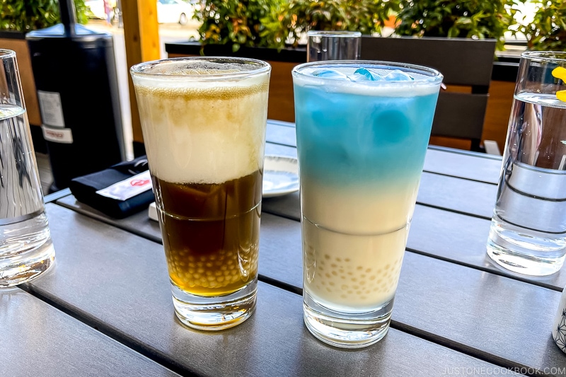 tapioca drinks on a table