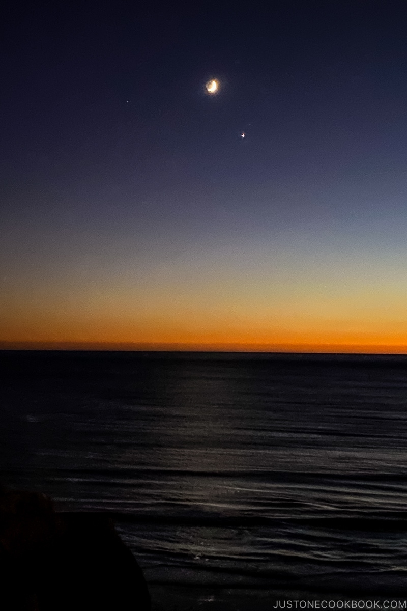 night sky over ocean