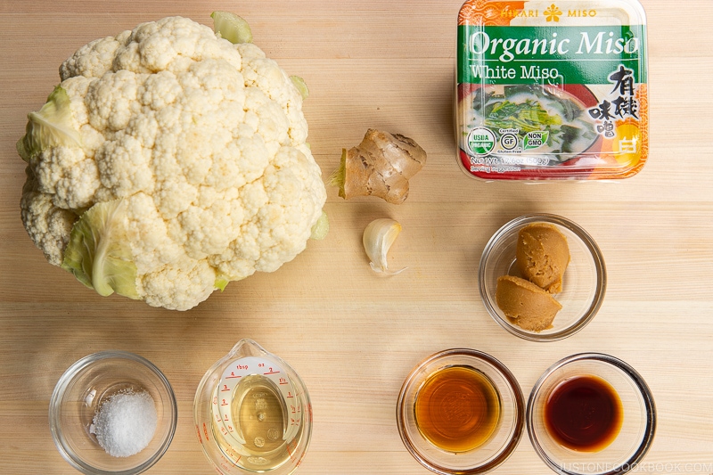Roasted Miso Garlic Cauliflower Ingredients