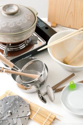 Japanese kitchen tools on marble