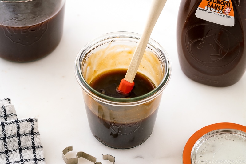 A weck glass jar containing homemade Okonomiyaki Sauce (Okonomi Sauce).