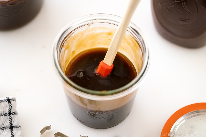 A weck glass jar containing homemade Okonomiyaki Sauce (Okonomi Sauce).