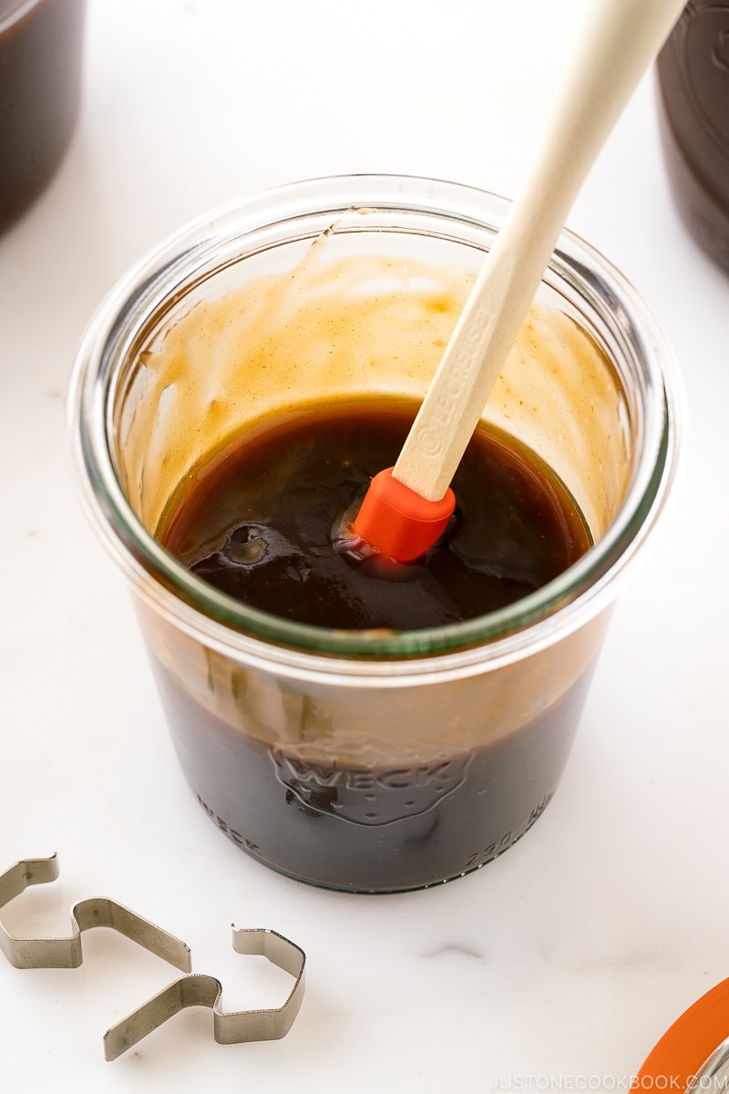 A weck glass jar containing homemade Okonomiyaki Sauce (Okonomi Sauce).