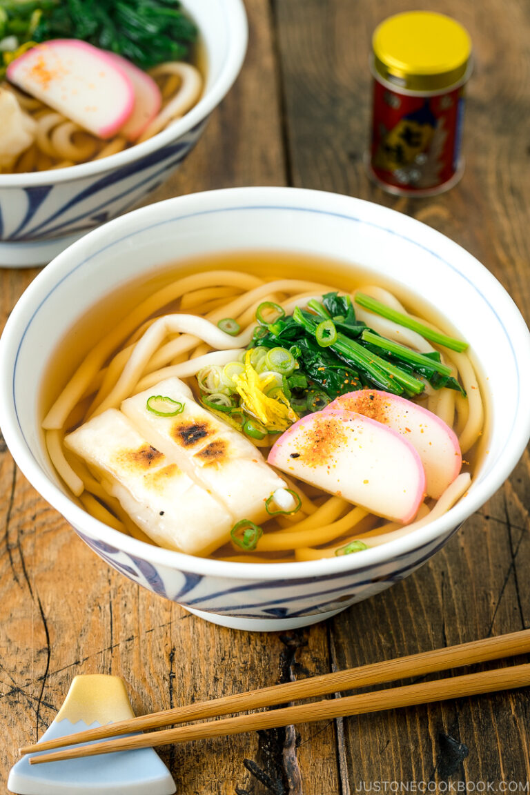 Udon Noodle Soup with Toasted Mochi (Chikara Udon) 力うどん • Just One Cookbook