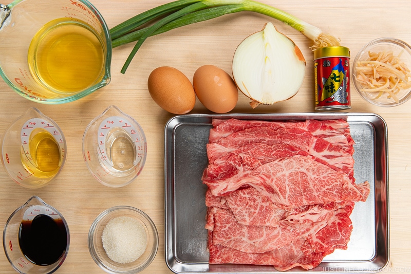 Tanindon (Beef and Egg Bowl) Ingredients