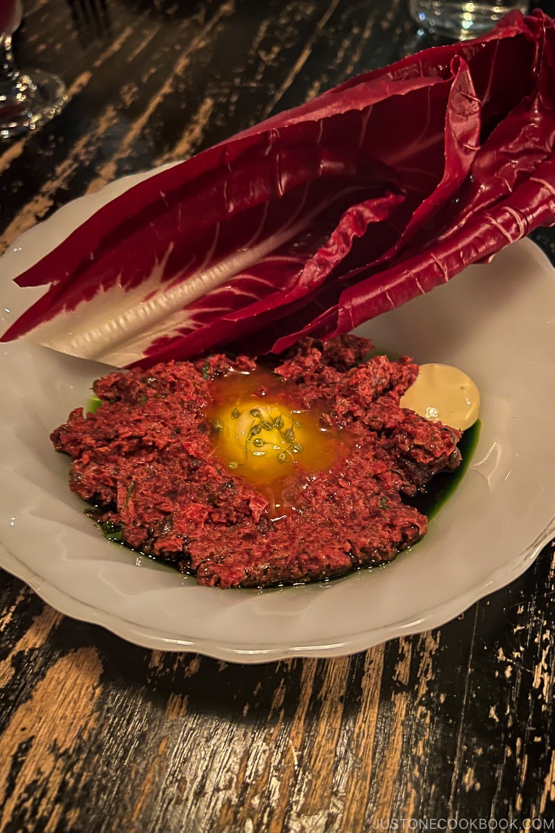 beef tartare on a plate