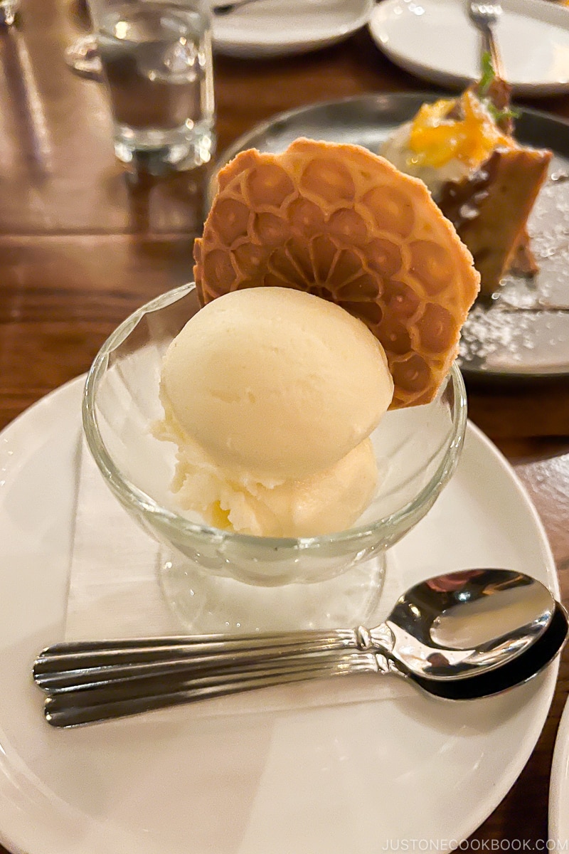 gelato in a glass bowl