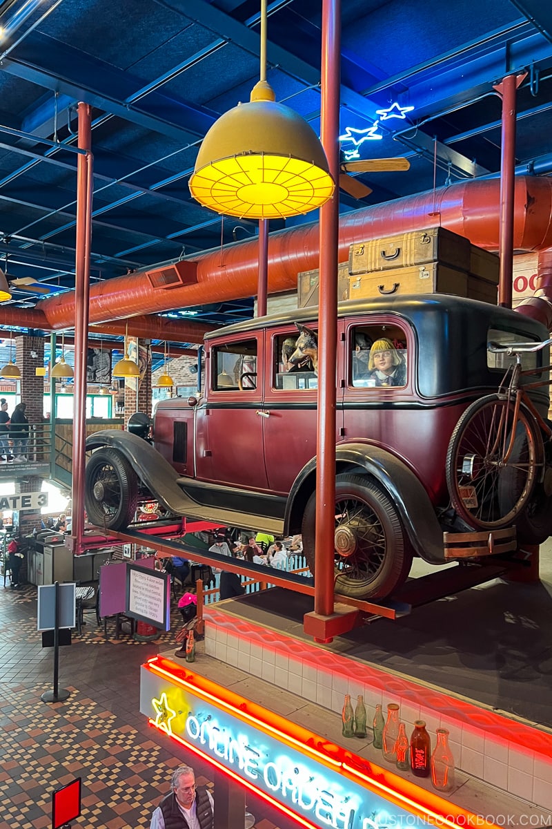 car interior decoration at Portillo's Hot Dogs