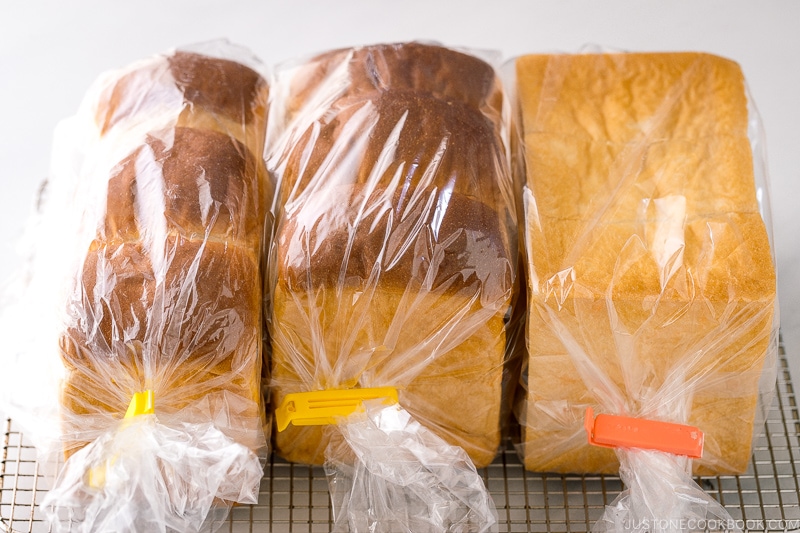 Japanese Milk Bread (Shokupan) in a plastic bag.