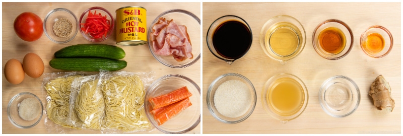 Hiyashi Chuka Cold Ramen Ingredients