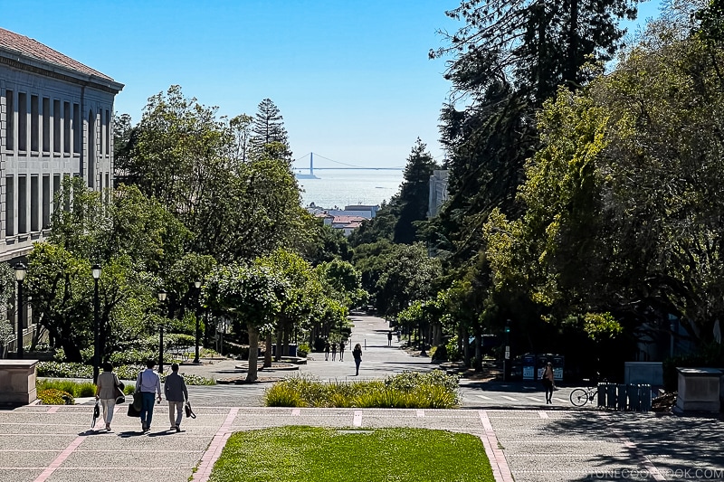 view of Golden Gate Bridge and UC Berkeley campus