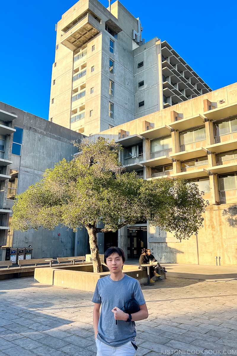 boy standing in front of Wurster Hall