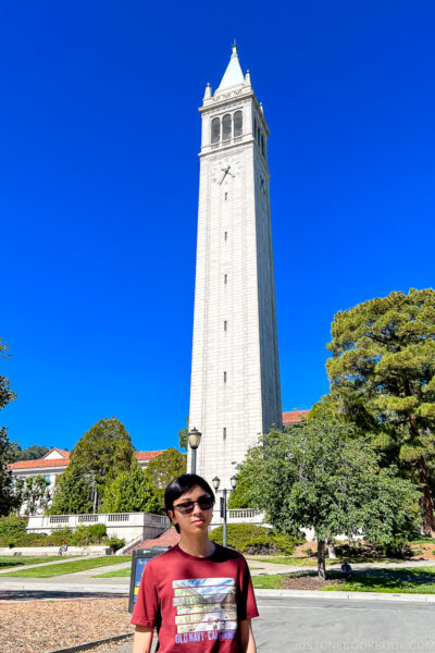 boy in front of Campanile
