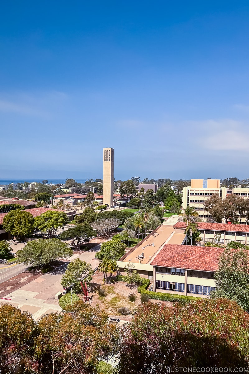 view of Storke Tower and UCSB campus